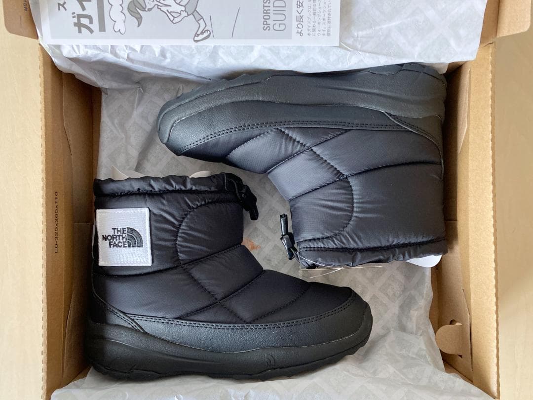 22cm 黒 ノースフェイス キッズ ヌプシ ブーティ ロゴ NFJ52280