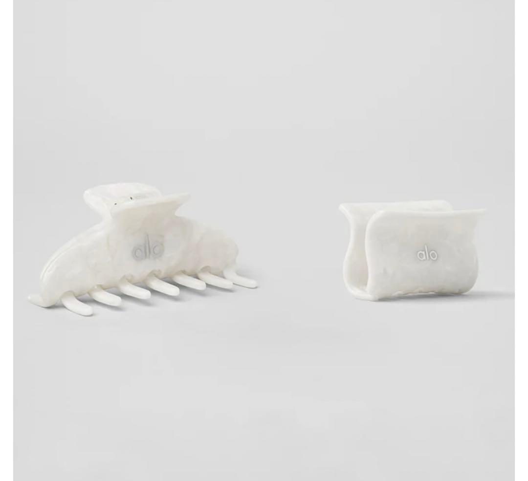 【新品】alo ヘアクリップ 2p ホワイト+ブラウン 計3個