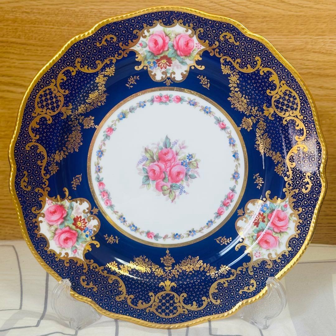 スポード コープランド×トマス・グード コバルト金彩バラ 25.5cmプレート