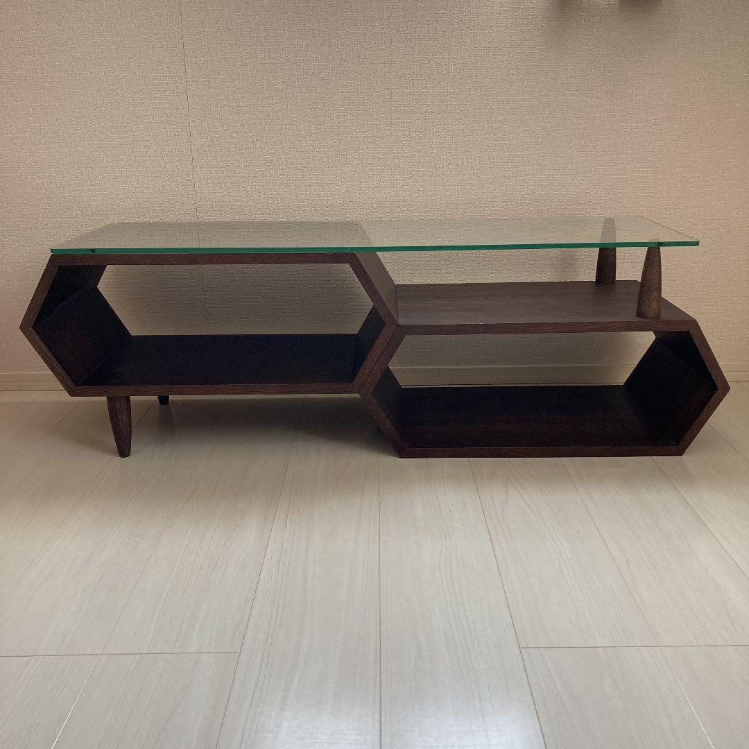 カリモク家具　ハニカム　ガラスローテーブル　生産終了　レア