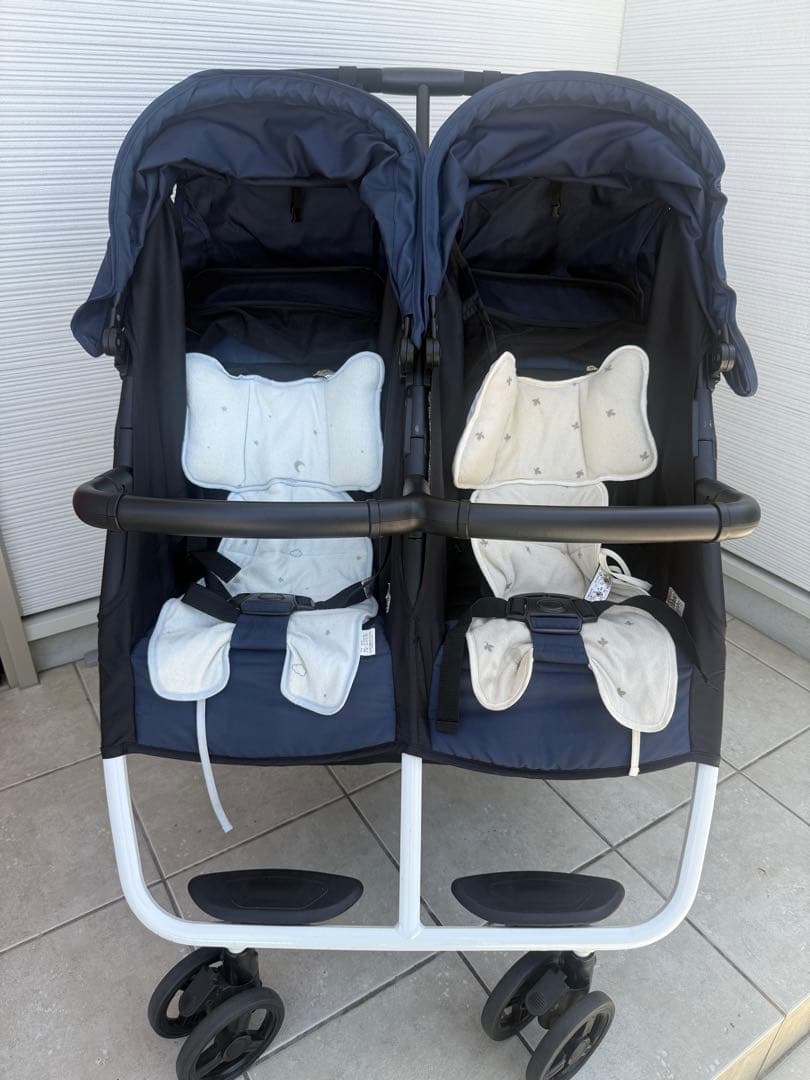 ココロン　双子用ベビーカー　ツインベビーカー　ダブルベビーカー　ネイビー