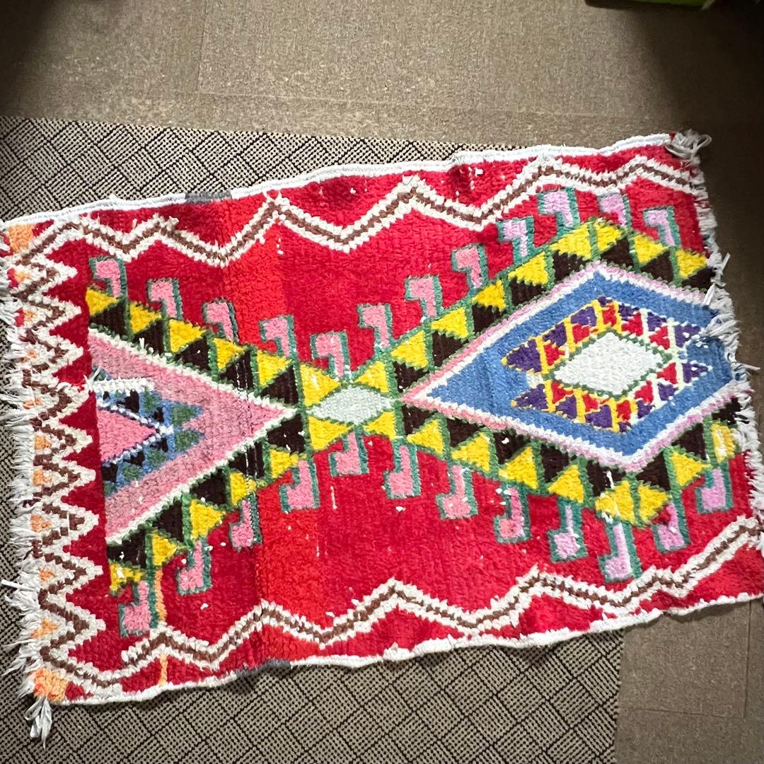 ヴィンテージ モロッコ ラグ 幾何学模様のカラフルラグ ボシャルウィット