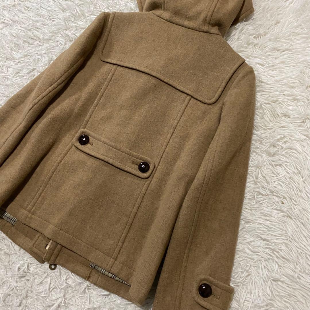 【美品】バーバリーブルーレーベル　ダッフルコート　ノバチェック　ブラウン　S