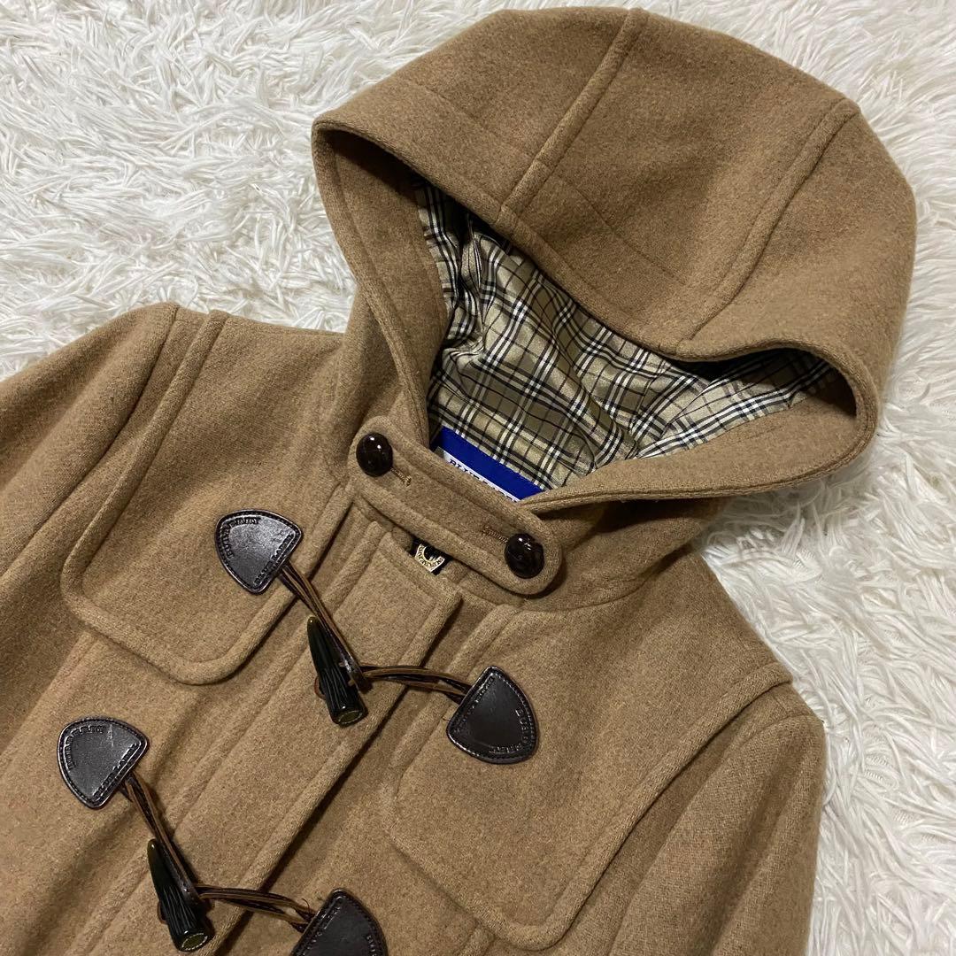 【美品】バーバリーブルーレーベル　ダッフルコート　ノバチェック　ブラウン　S