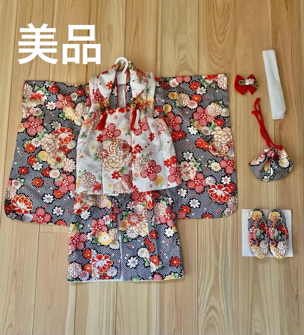 美品　七五三　3歳女の子用着物セット　花柄