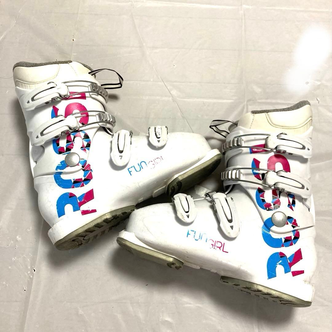 スキー3点セットスキーセットスキー板118 靴23cm ジュニアガール女子ピンク