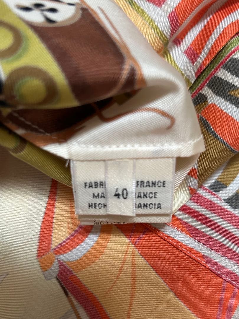 『希少・美品』HERMESエルメス　マルジェラ期　総柄シルク　半袖シャツ 40