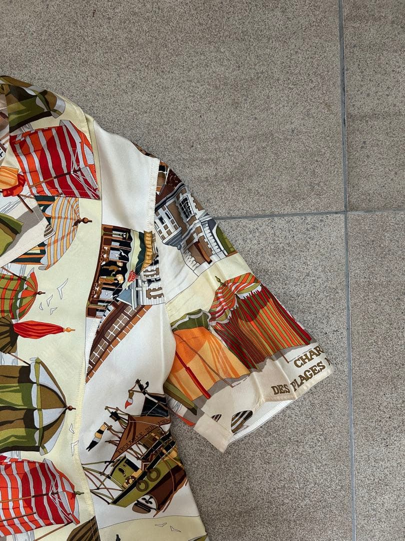 『希少・美品』HERMESエルメス　マルジェラ期　総柄シルク　半袖シャツ 40