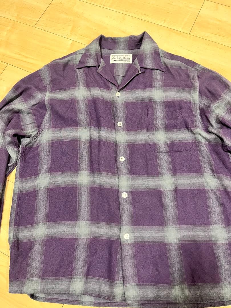 ワコマリア　紫 チェック柄 長袖ネルシャツ