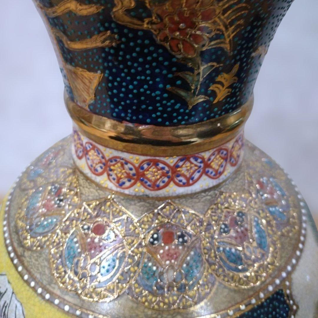 飾り壺　戦国武将　絵図 花瓶 大壺　アンティーク　ヴィンテージ