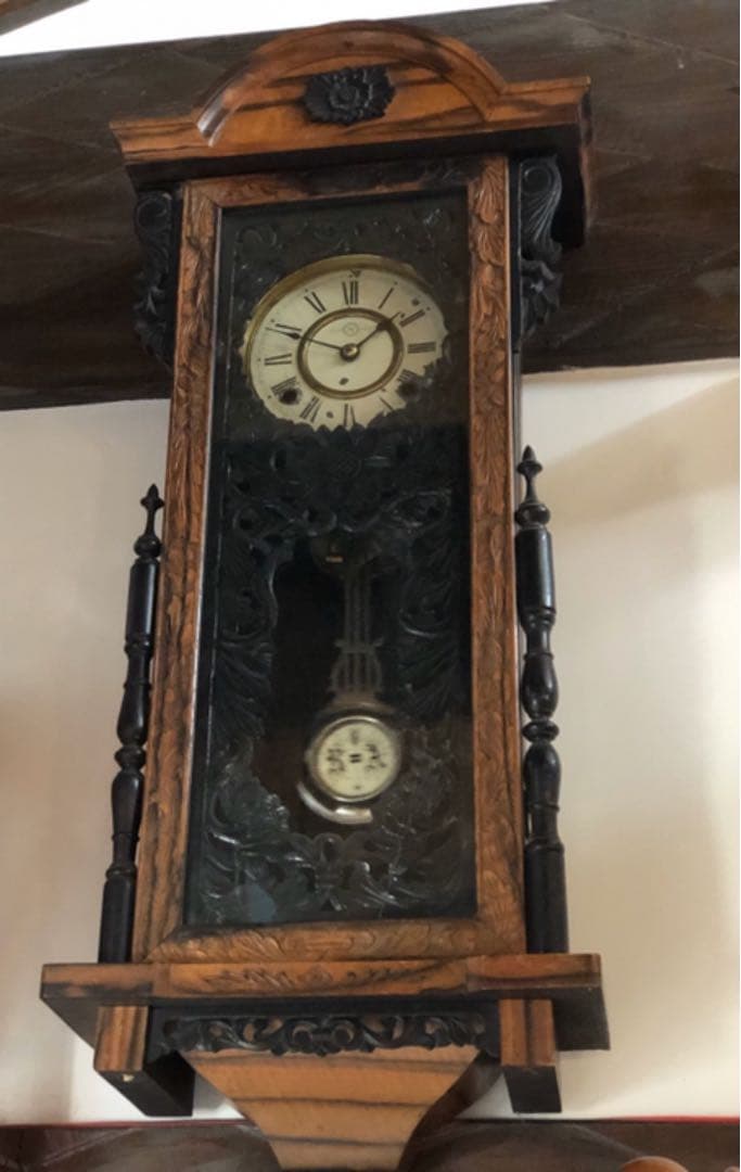 アンティーク　掛け時計　黒柿