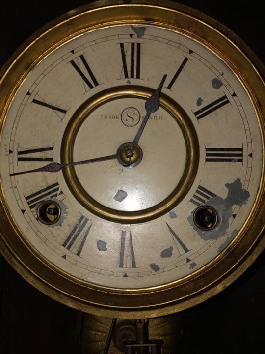 アンティーク　掛け時計　黒柿