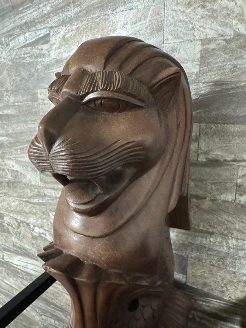 木製ライオン彫刻 約41cm