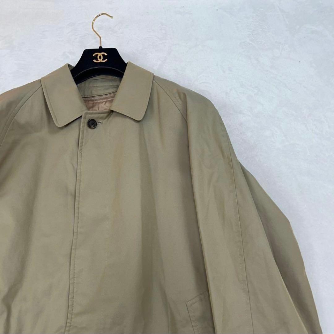 K470 美品 L バーバリー ノバチェック カシミヤ コート カーキ メンズ