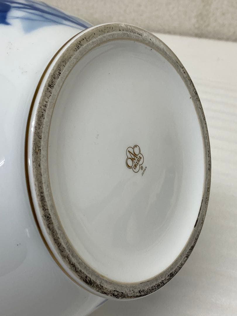 3-3288 大倉陶園　ブルーローズ花瓶