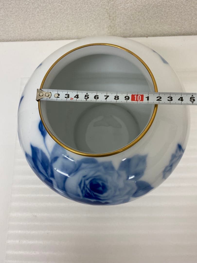 3-3288 大倉陶園　ブルーローズ花瓶