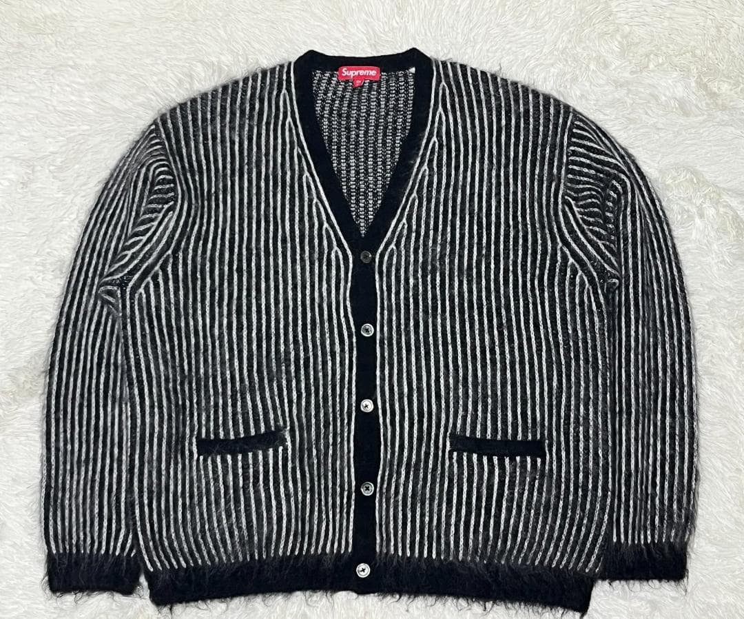 XXL 25SS シュプリーム ツートン モヘア カーディガン ブラック