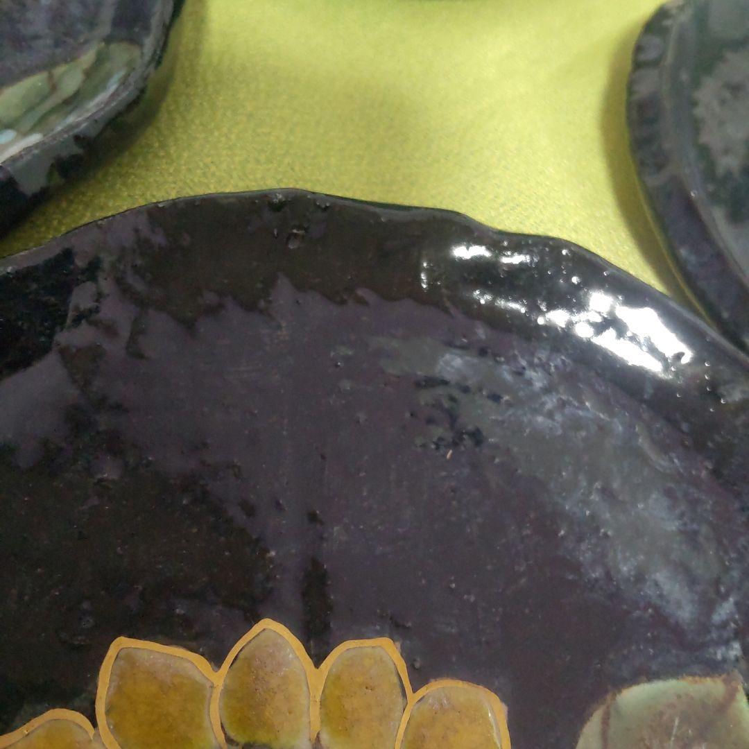 希少 京焼 清水焼 土渕 陶あん 皿 中皿 取皿 5枚 箱付 絵変 桜 牡丹