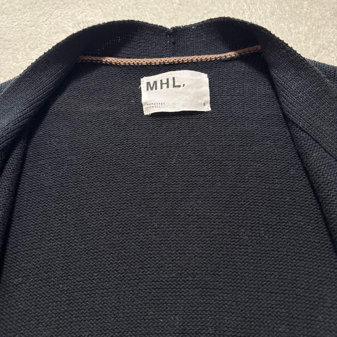 極美品 エムエイチエル カーディガン M ブラック コットン100 春秋冬 肉厚