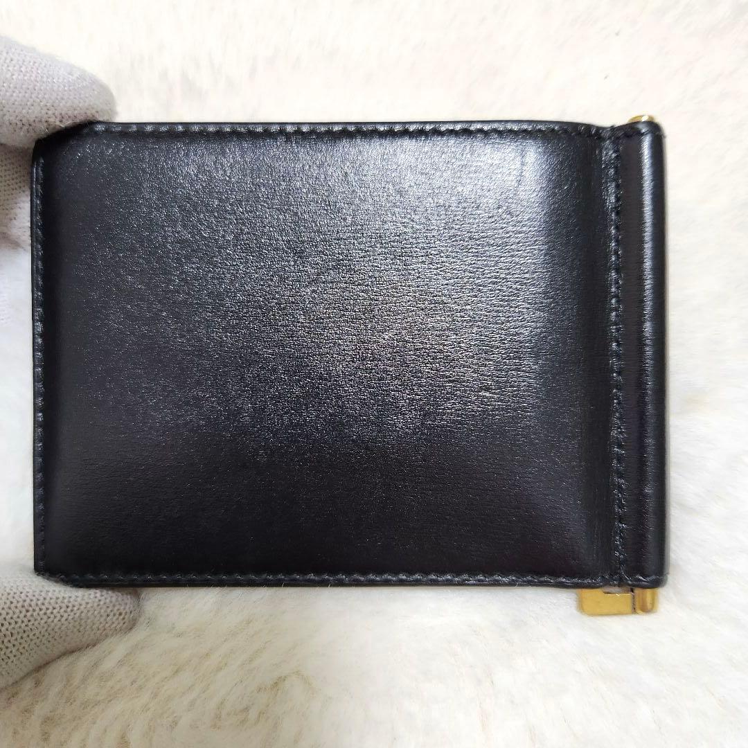 ✨極美品✨サンローラン　マネークリップ　ゴールド金具　YSL ブラック　レザー