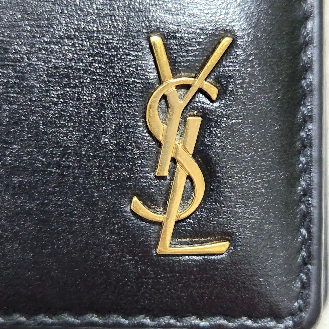✨極美品✨サンローラン　マネークリップ　ゴールド金具　YSL ブラック　レザー