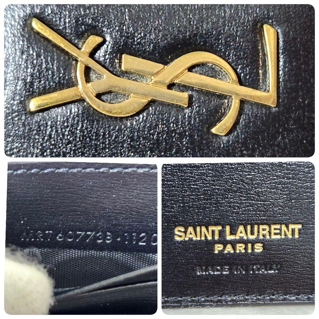 ✨極美品✨サンローラン　マネークリップ　ゴールド金具　YSL ブラック　レザー