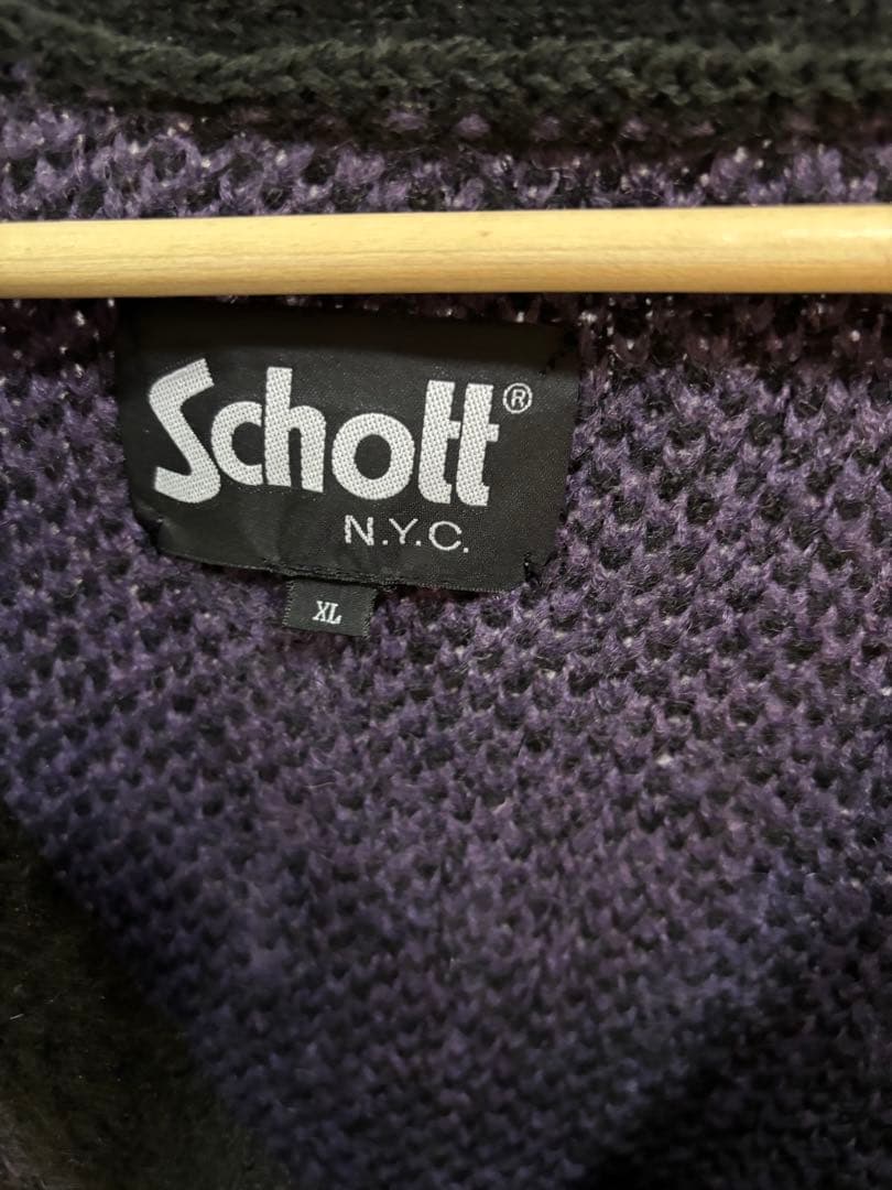 ［S@KUS@KU ］Schott カーディガン XL 紫/黒　モヘア