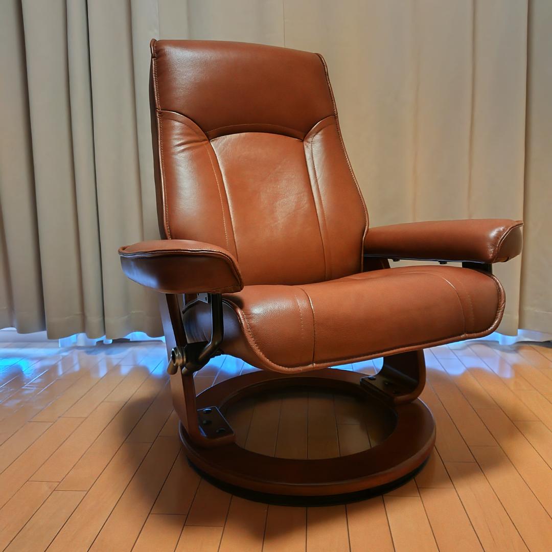 【本革】ハイバックリクライニングソファ_1人掛け,ブラウン