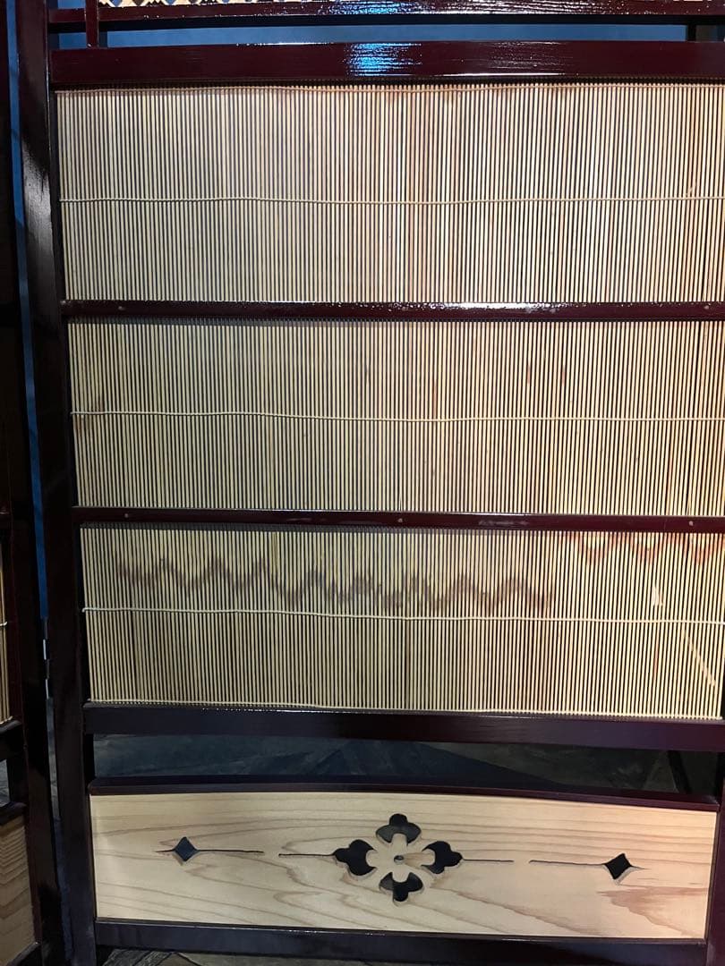 竹細工 衝立 4連 パーテーション 和風 モダン 間仕切り 昭和レトロ 古家具