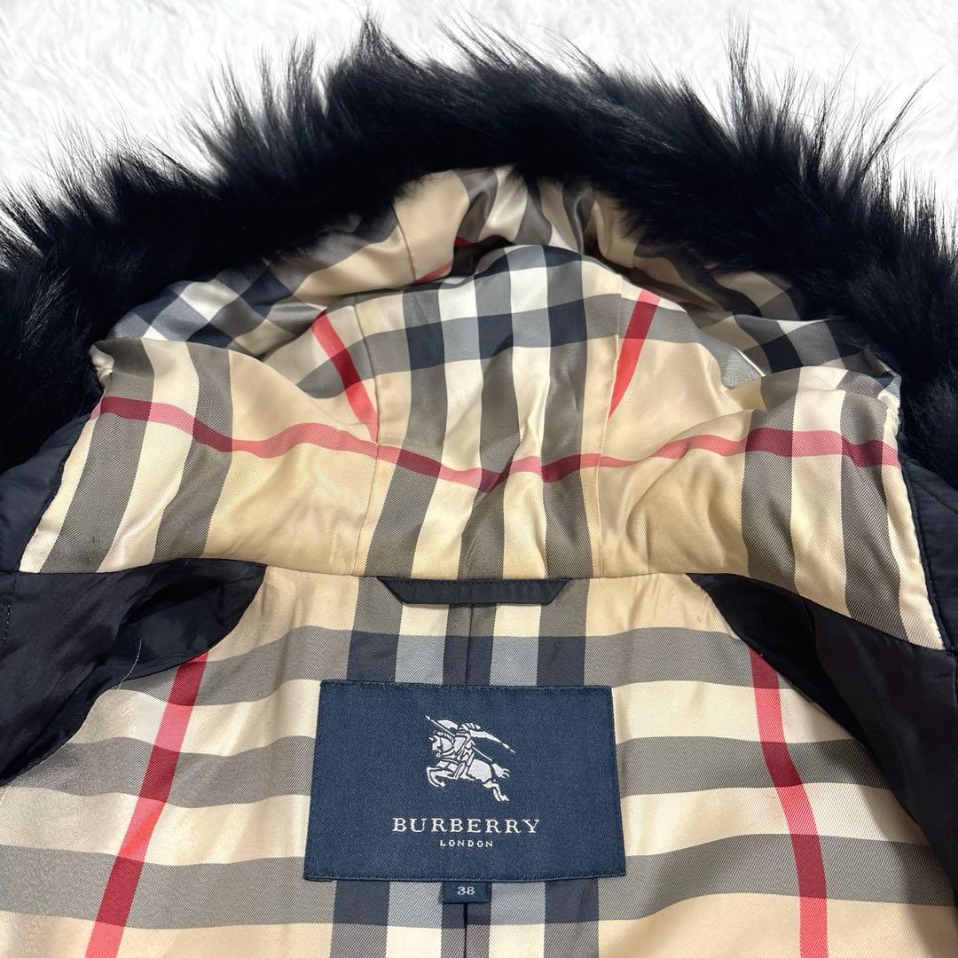 バーバリー キルティング ダッフルコート 中綿 ファー フード　ブラック