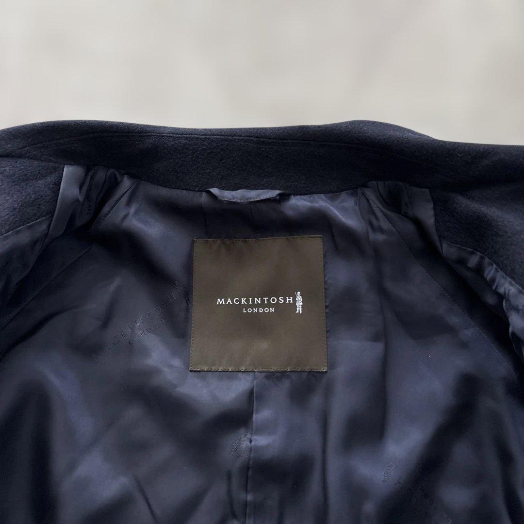 【美品】マッキントッシュロンドン　ステンカラーコートM ウール　ネイビー