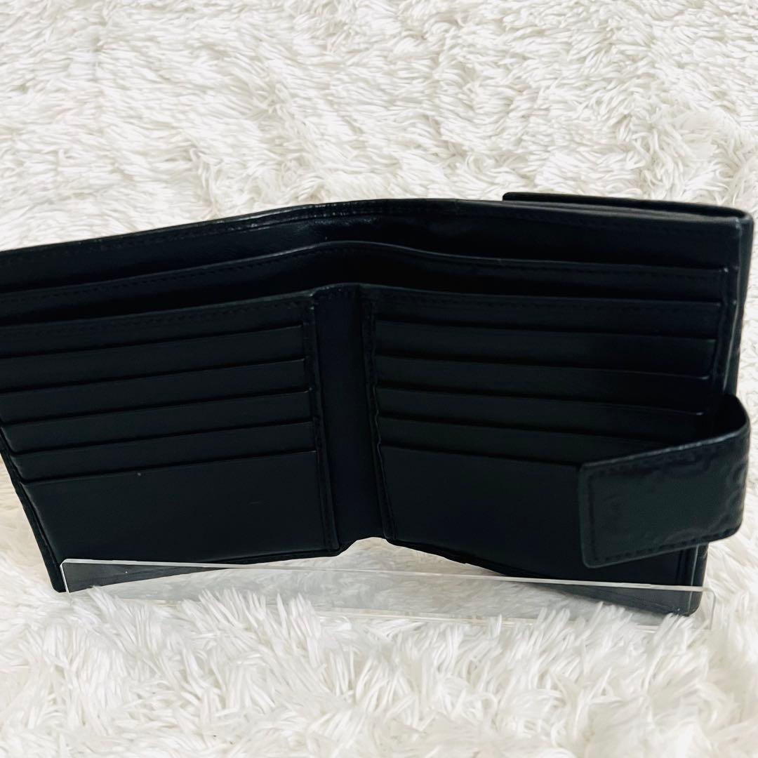 【美品】GUCCI グッチ シマ 二つ折り財布 ブラック レザー ゴールド金具