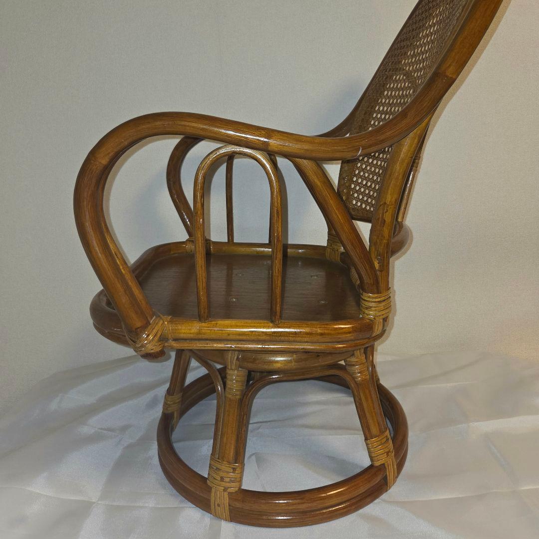 【専用ページ】籐 ラタン製 360度 回転座椅子 アームチェア レトロ