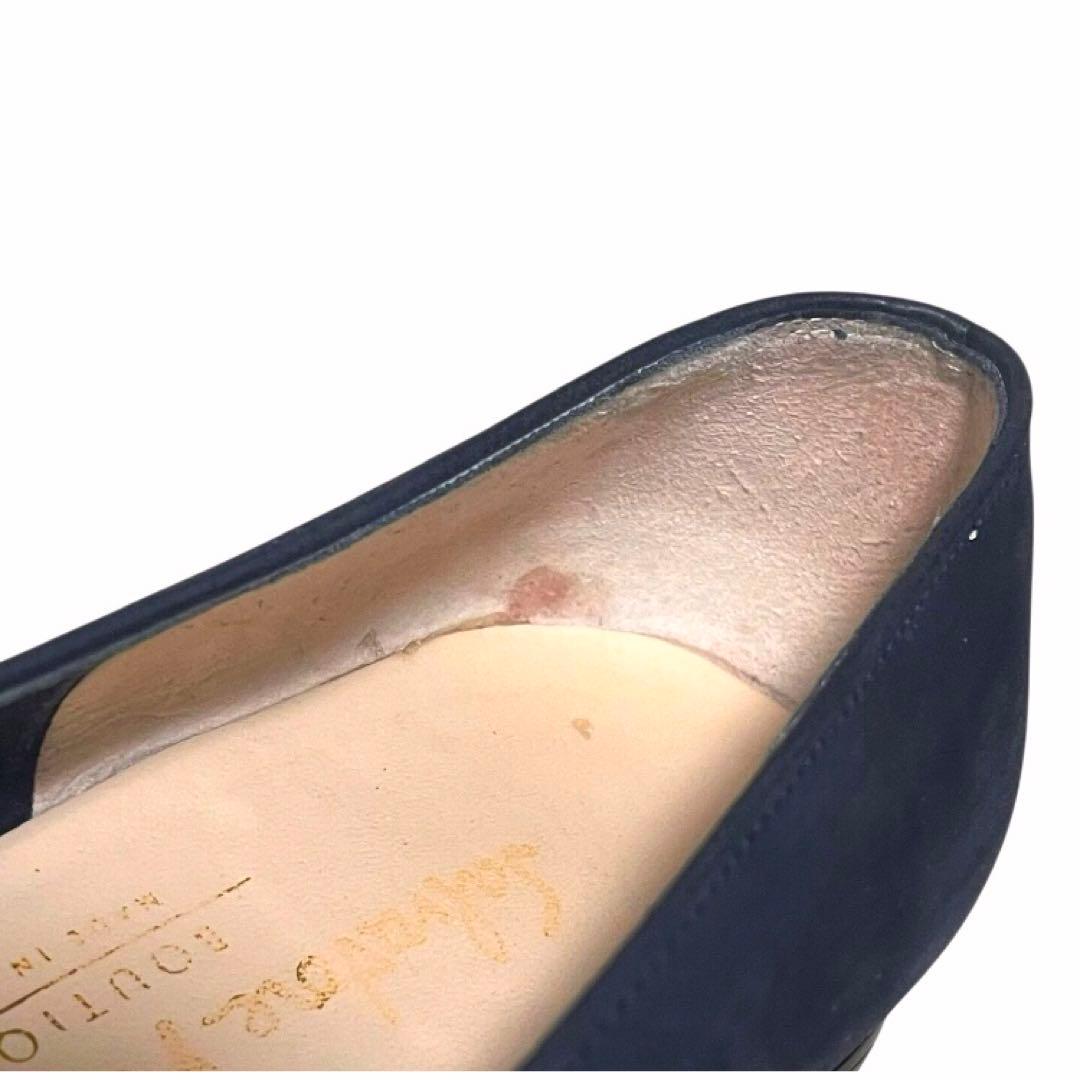 フェラガモ ヴァラ リボン パンプス ヌバック 23cm レディース ブルー系