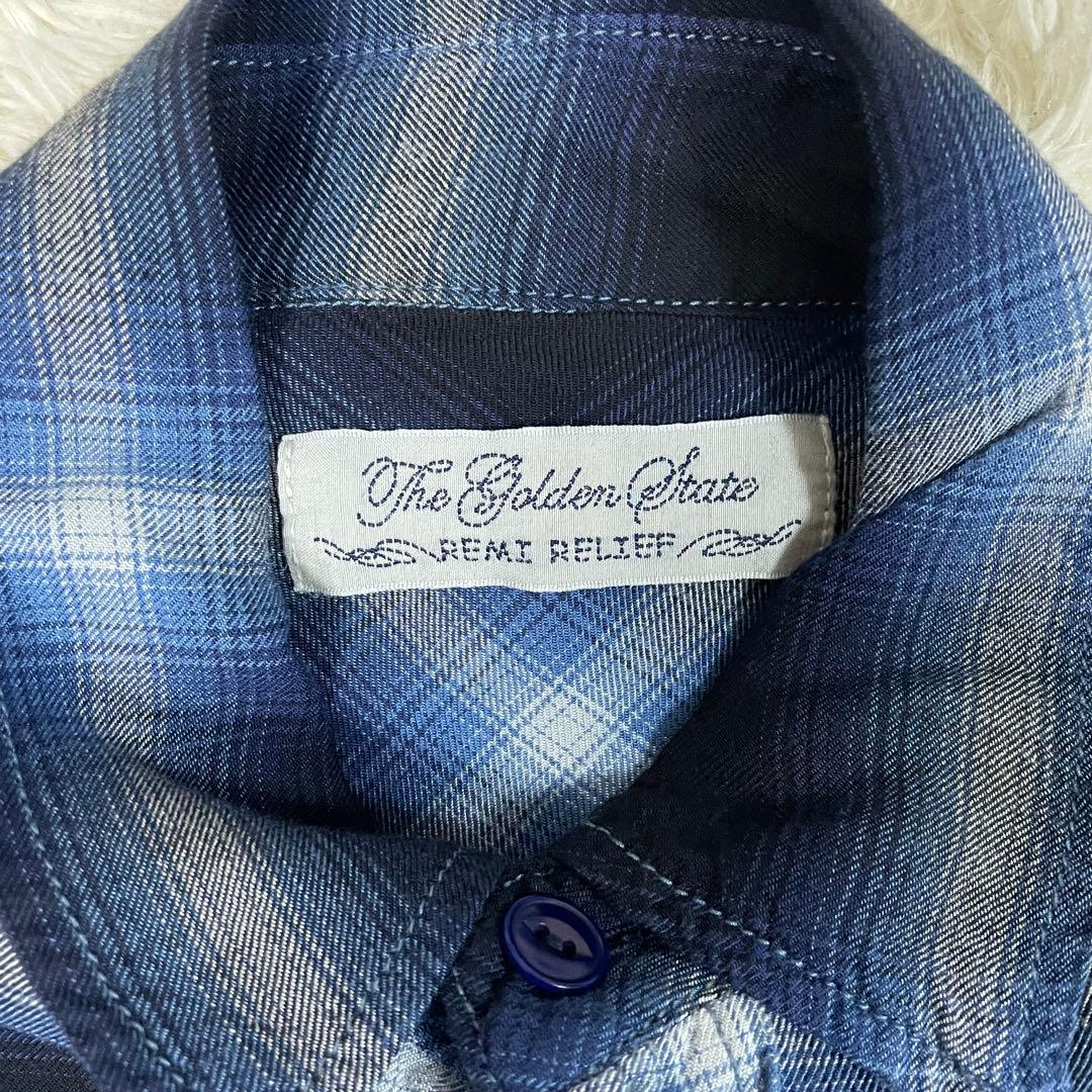 REMI RELIEF BEAMS PLUS シャドウチェックシャツ 黒 青