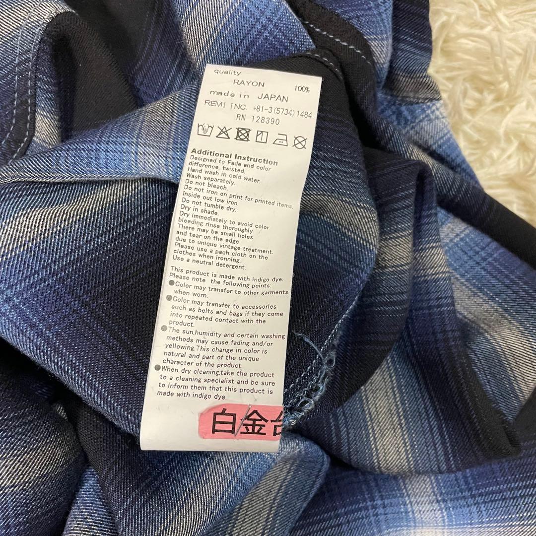 REMI RELIEF BEAMS PLUS シャドウチェックシャツ 黒 青