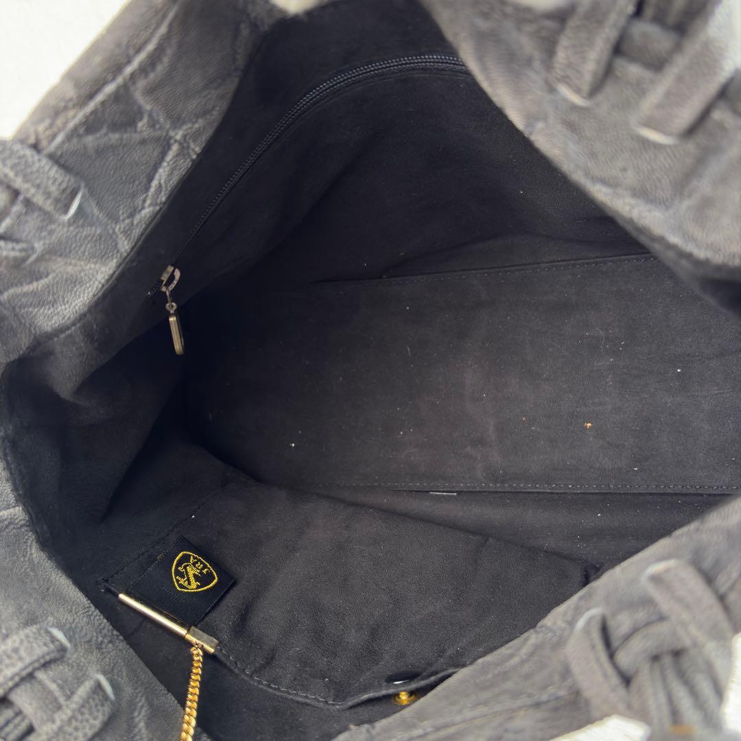 高級【JRA認定】象革 エレファントレザー トートバッグ 日本製 手鏡付 グレー