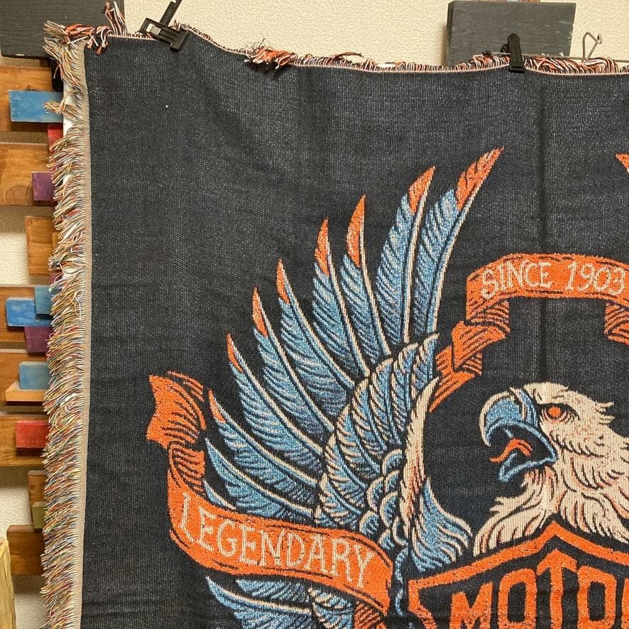 BNQE ロゴ ラグ マット タペストリー ビンテージ ハーレー ダビッドソン