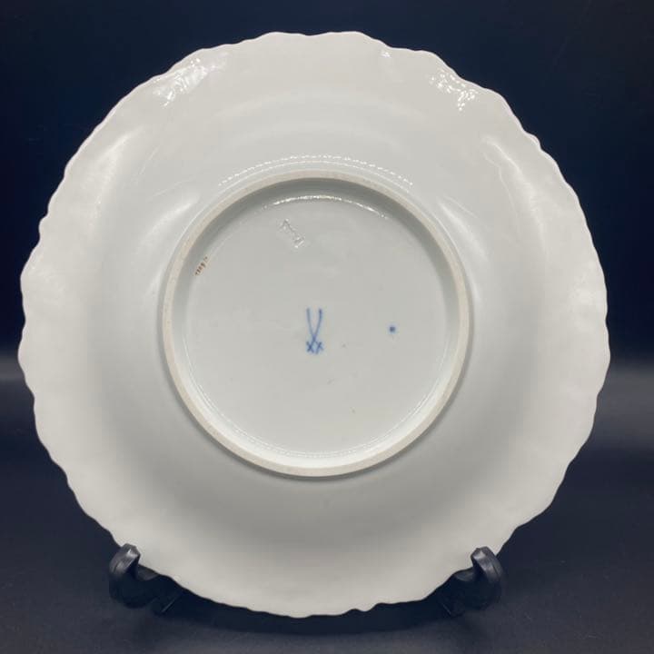 マイセン　Bフォーム　グランツゴールド　金彩　フラワー　プレート　飾り皿