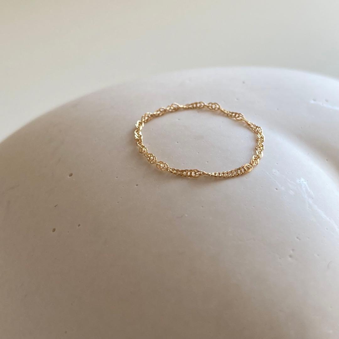 新品❣️18金✨K18✨リング 日本製 チェーンリング 15号 つけっぱなし