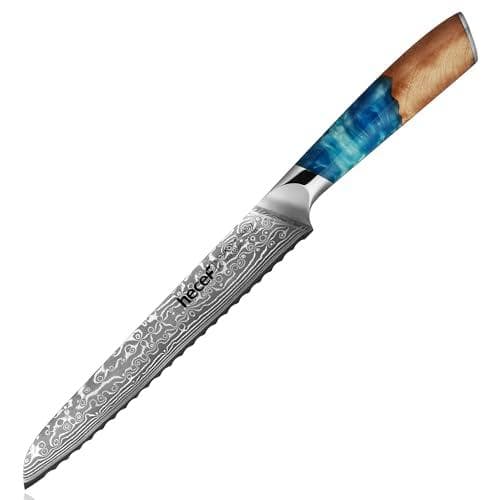 hecef 牛刀包丁 ダマスカス 203mm プロ仕様 青色樹脂ハンドル 高炭A