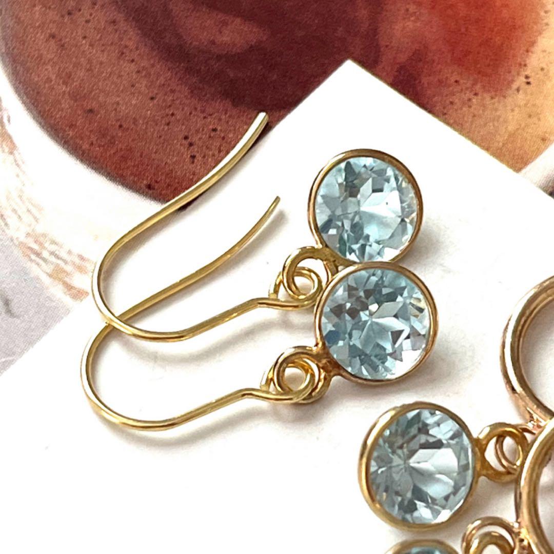 kao☺︎ 宝石質枠トパーズピアス　14kgf④に変更　11月誕生石