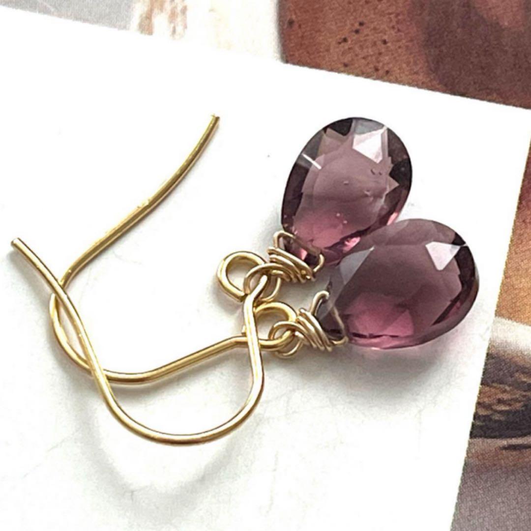 kao☺︎ 宝石質枠トパーズピアス　14kgf④に変更　11月誕生石