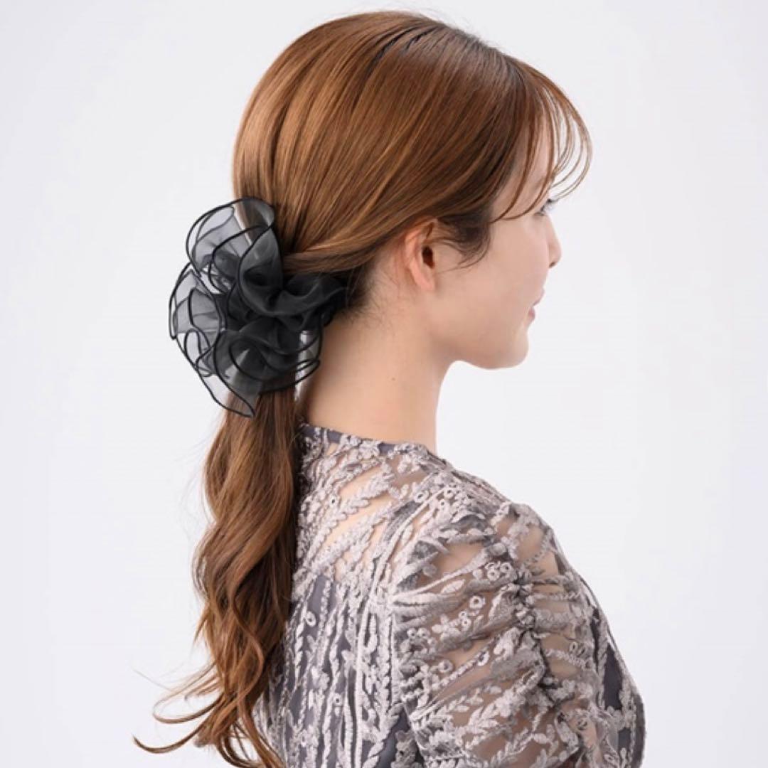 Ameri♡さんへ 新作 レイヤードフリル シュシュ ブラック