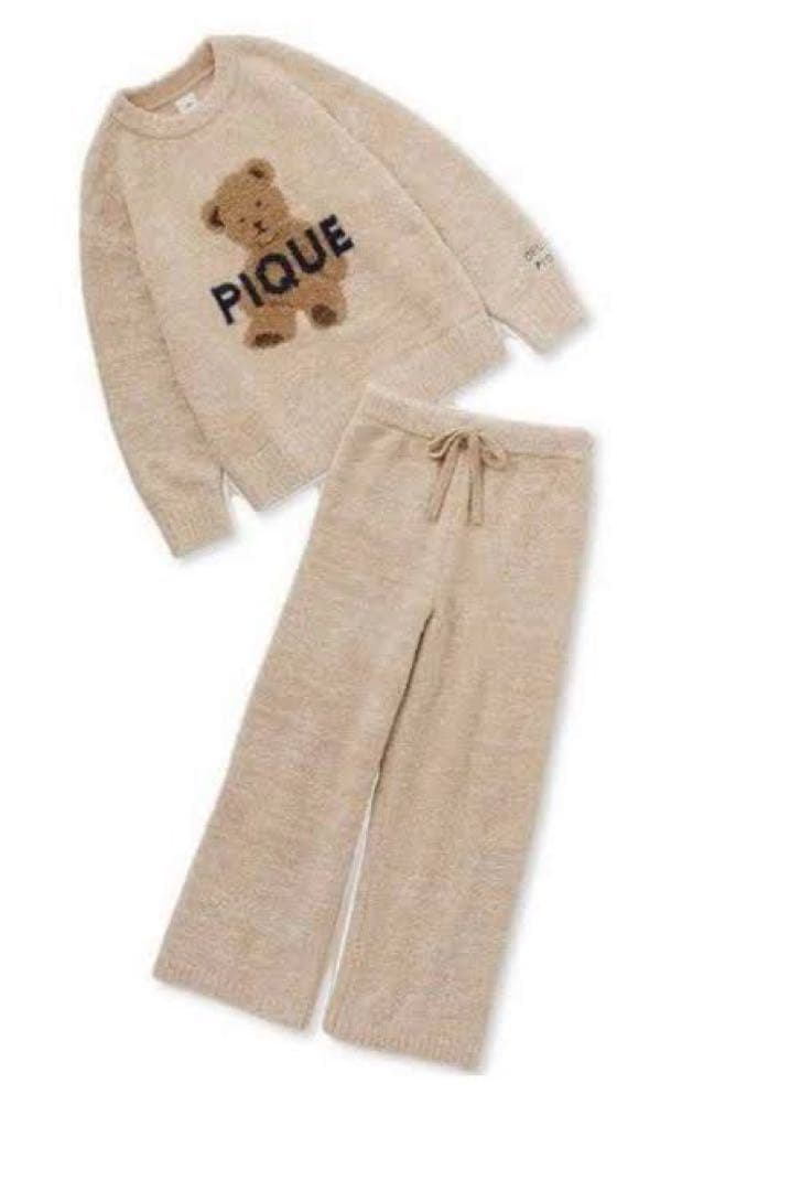 パウダーメランジベアジャガードプルオーバー&ロングパンツSET