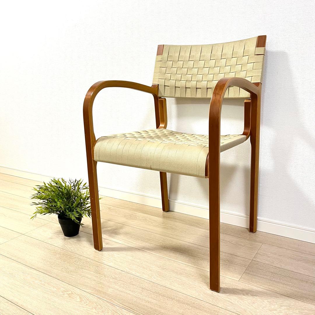 (つ72)WISE WISE アームチェア 編み座面 ナチュラル