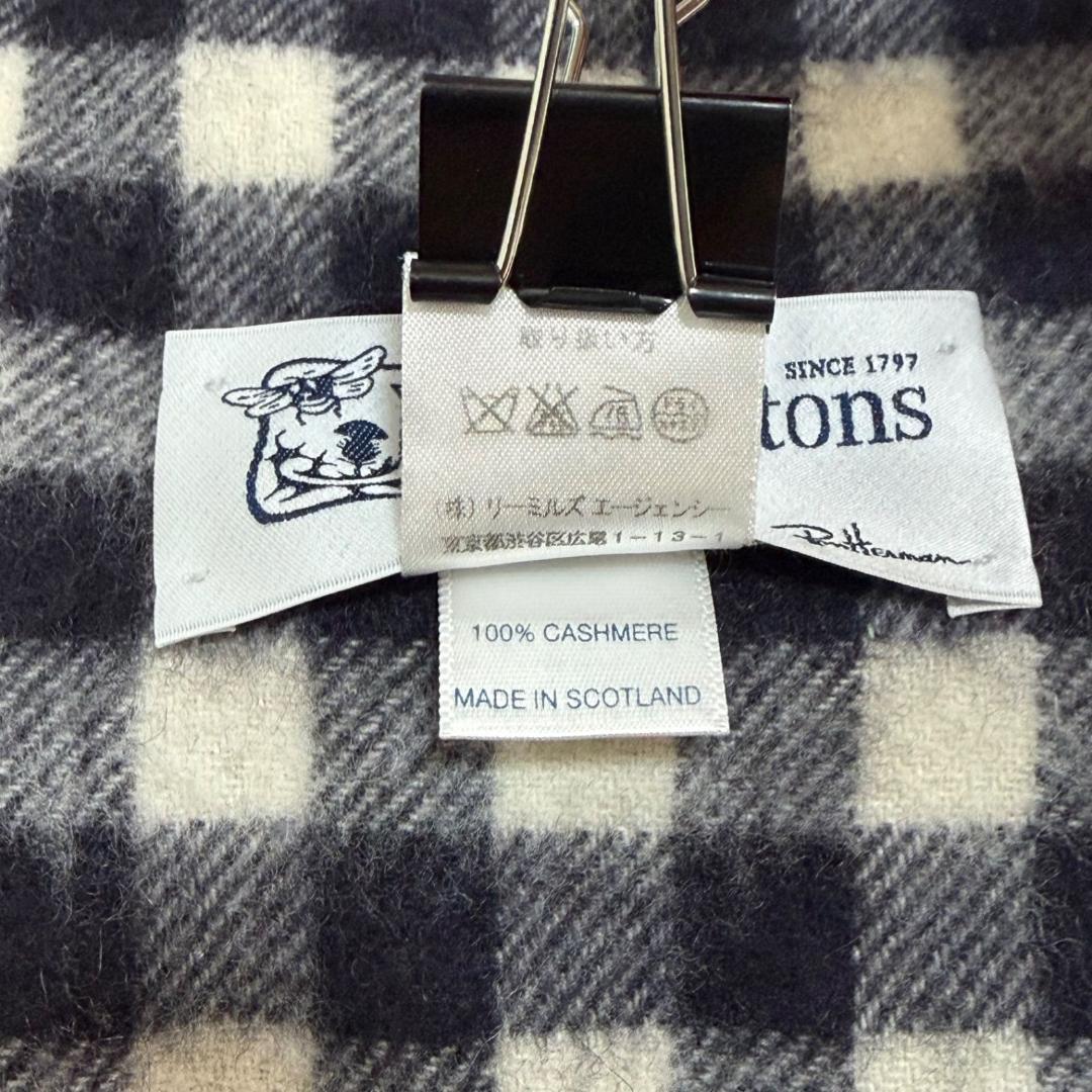 17484✨ジョンストンズ×ロンハーマン別注 チェック カシミヤ 大判ストール