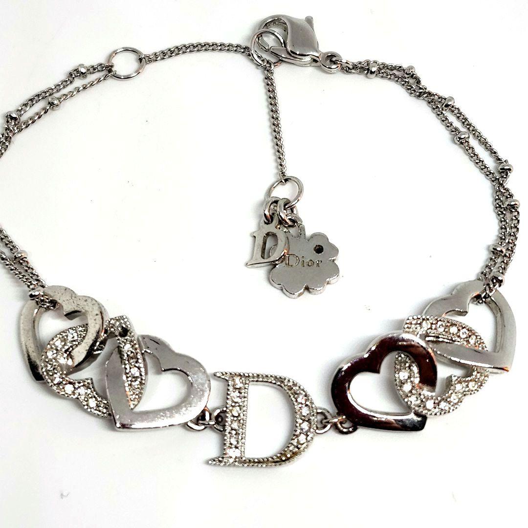 Christian Dior ディオール 3連 ハート ロゴ シルバー ブレス