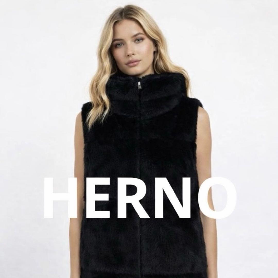 HERNO ブラック エコファーベスト　おしゃれ！梅田阪急店購入！完売　ブラック