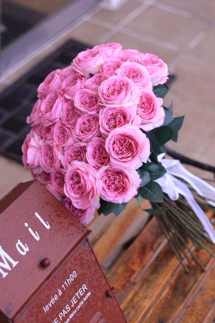 ピンクローズブーケ 40本（造花）前撮り・プロポーズ・撮影小物に